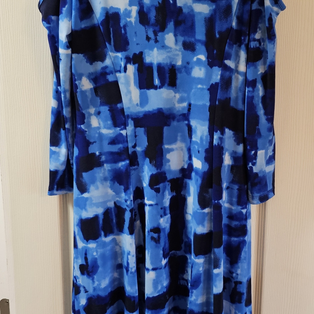 Susan Graver Blue Abstract Print Dress